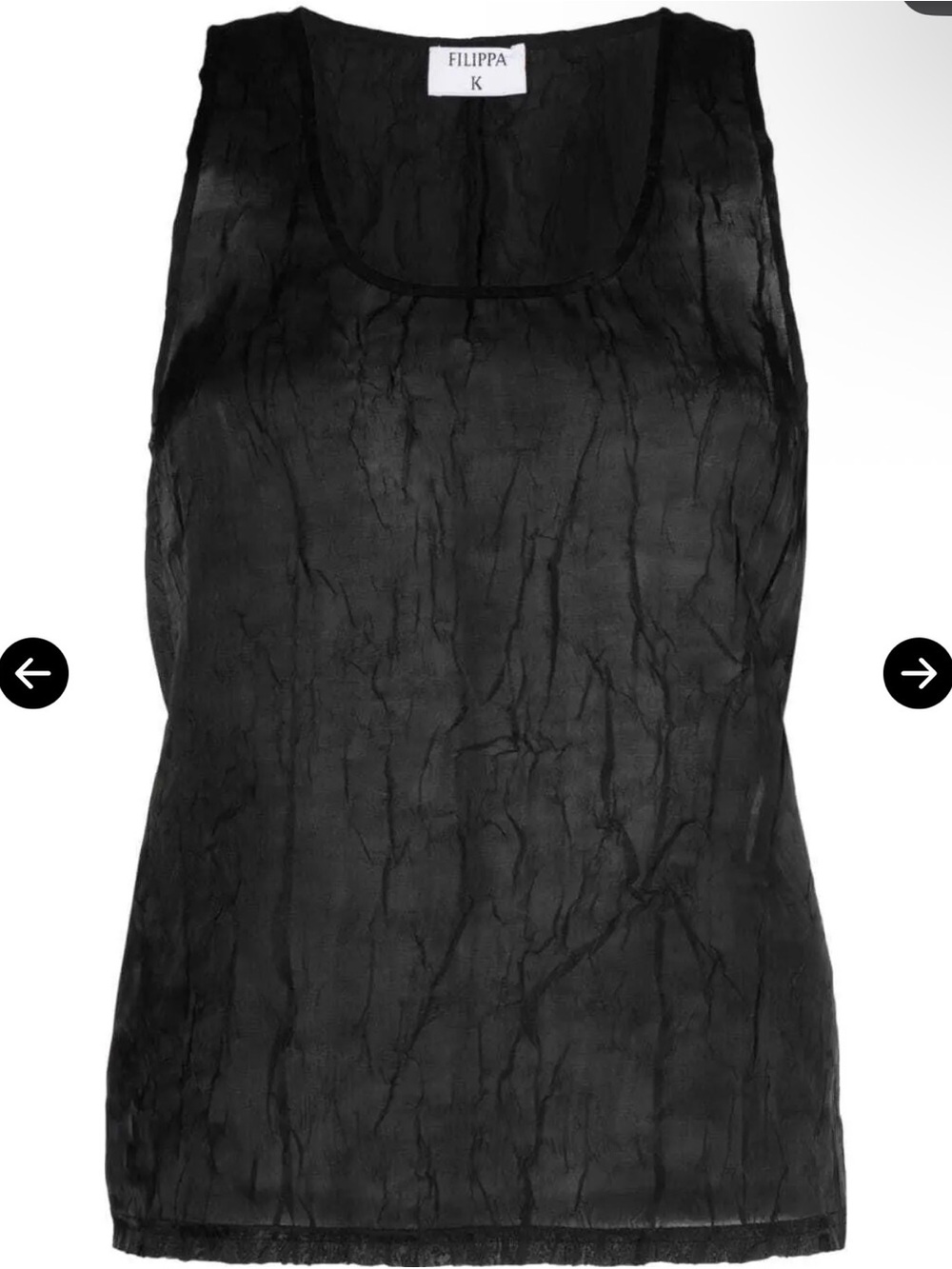 Crinkled Tank Top Black Textured Scoop Neck